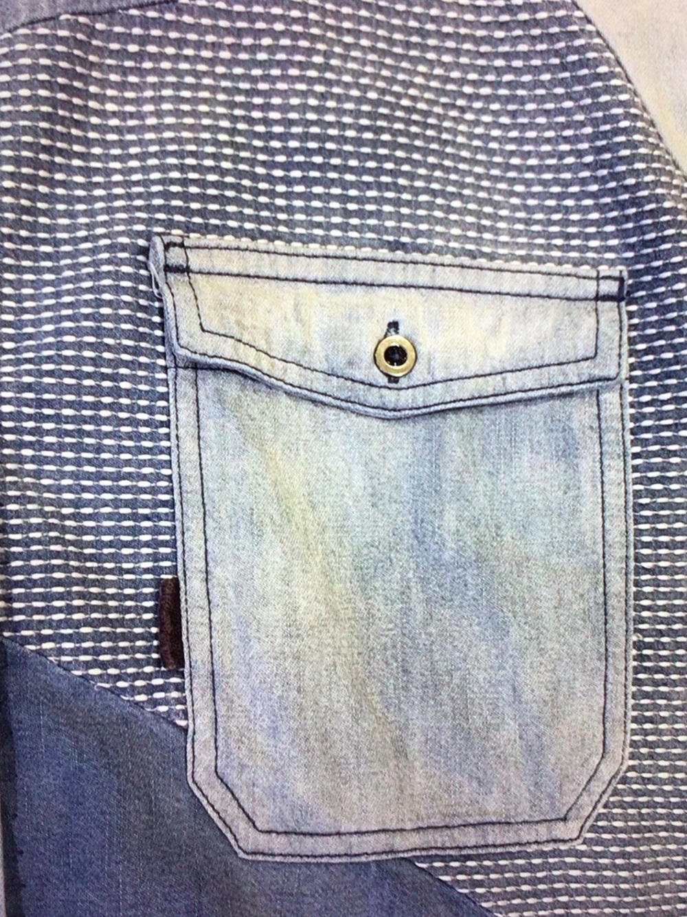 We The Free Patchwork Light Blue Denim Shirt Jacket - Picture 6 of 9